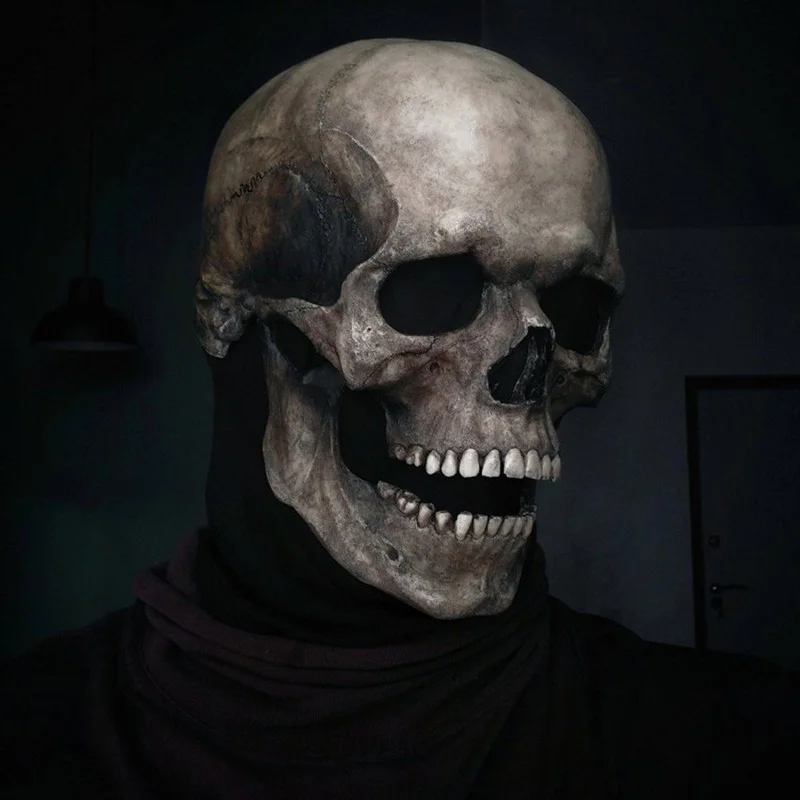 Halloween Horror Adult Skull Mask Movable Jaw Full Head Skull Mask Decoration Helmet  Mask  Holiday Party Gifts