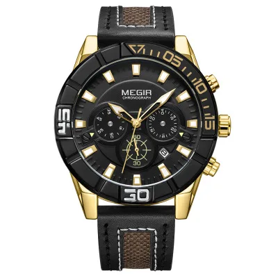 

MEGIR Mens Watches Top Luxury Brand Male Clocks Military Army Man Sport Clock Leather Strap Business Quartz Men Wrist Watch