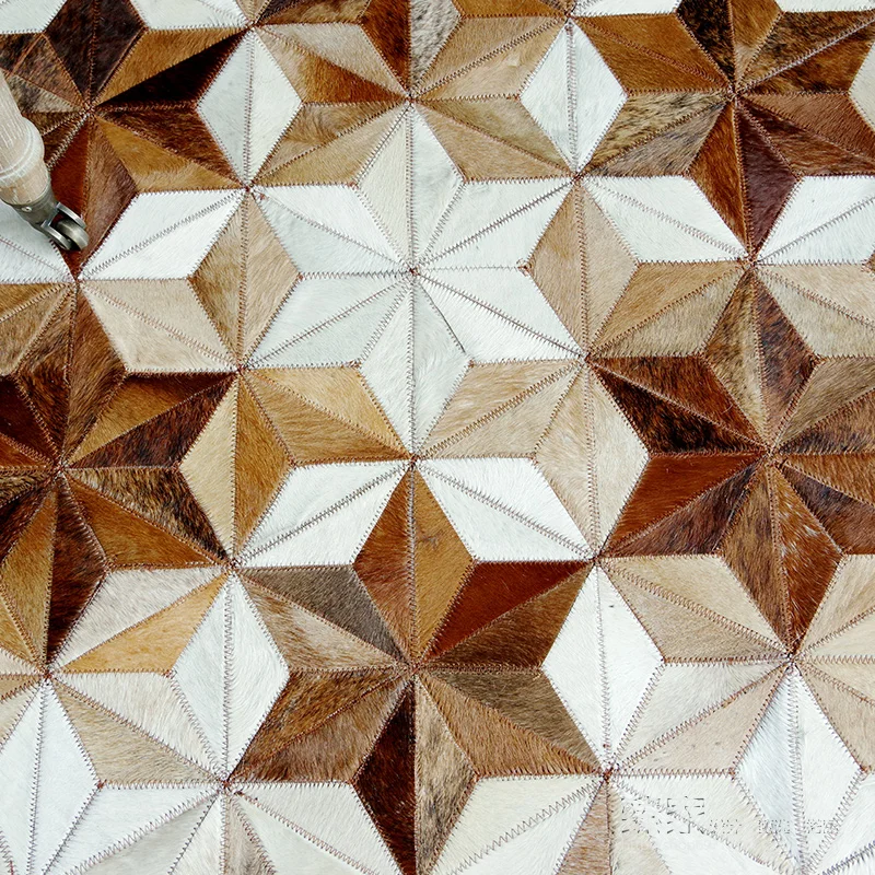 Genuine Cowhide Leather Patchwork Rug for Living Room Bedroom Extra Large Is 200*300cm Handmade 100% Natural Carpet | Дом и сад