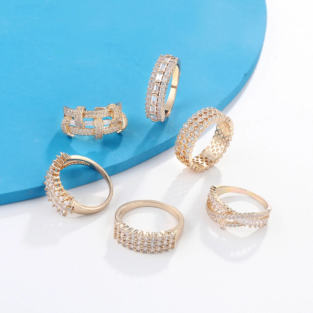 Модное очаровательное кольцо золотого цвета Женское различные стили банкетное