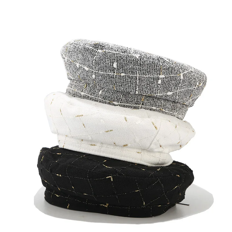 2019 модный головной убор в клетку для женщин шляпа женский осенне зимняя куртка