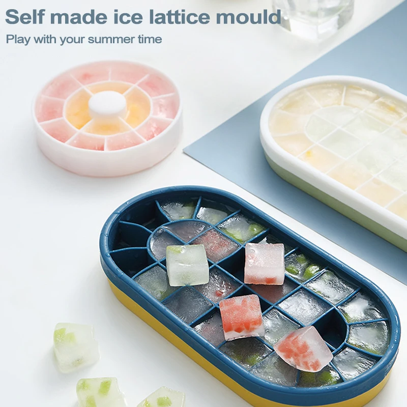 

Silicone Ice Tray Template Household Frozen Ice Cube Refrigerator Round Square Ice Box With Lid for Ice Making Dropship Home & G