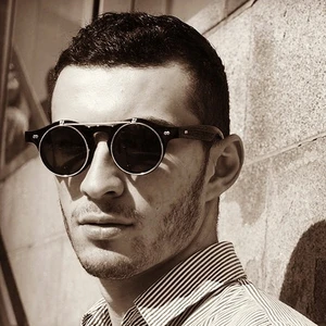 2022 Модные Винтажные круглые солнцезащитные очки в стиле стимпанк, классические двухслойные дизайнерские солнцезащитные очки-раскладушки, солнцезащитные очки