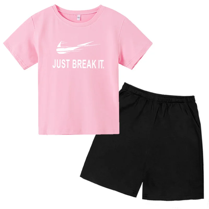 

Summer Girls Leisure 2-piece Sportswear Boys and Girls T-shirt Leisure Sports + Pants Pullover Sports Suit Casual Baby Clothes