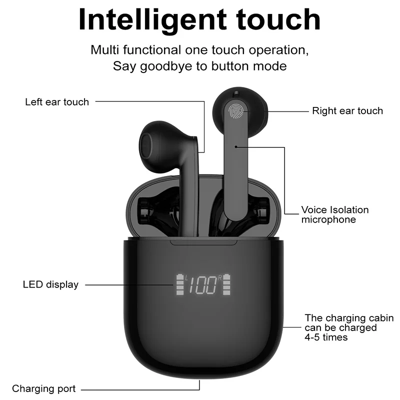 

wireless headphones bluetooth headset noise cancelling tws earbuds with microphone pro sport in ear headphone for smart phone