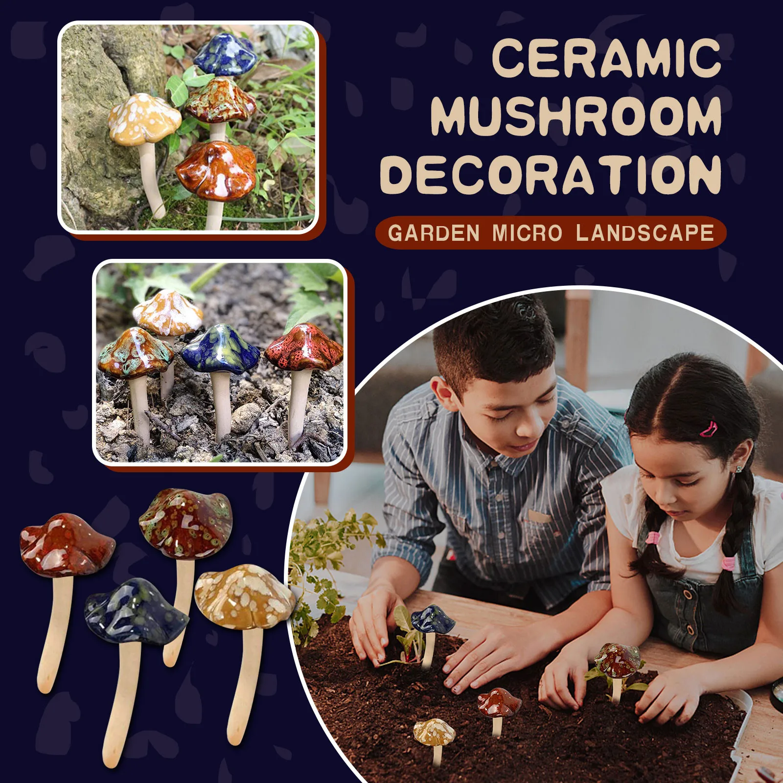 8 шт мини красочные Керамика грибы статуи Декор статуя для садовые горшки