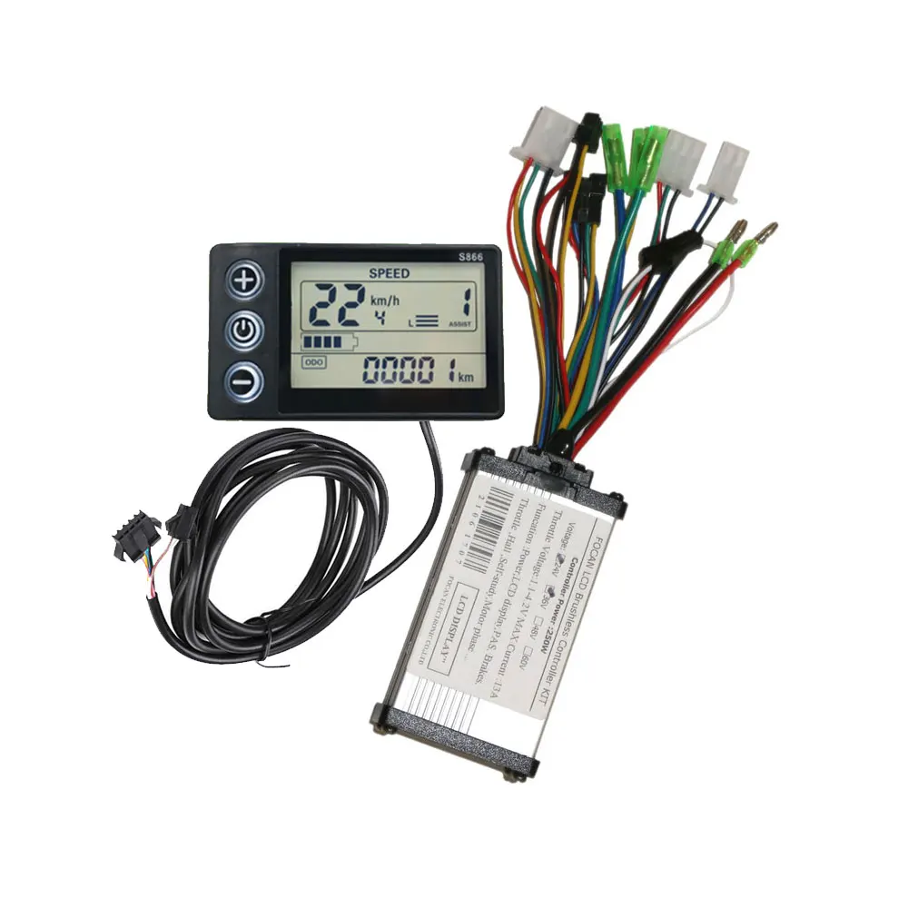 Электрический контроллер для велосипеда/электровелосипеда/электроскутера FOCAN 24V/36V/48V 250W/350W с безщеточным двигателем и ЖК-дисплеем панели управления S866.