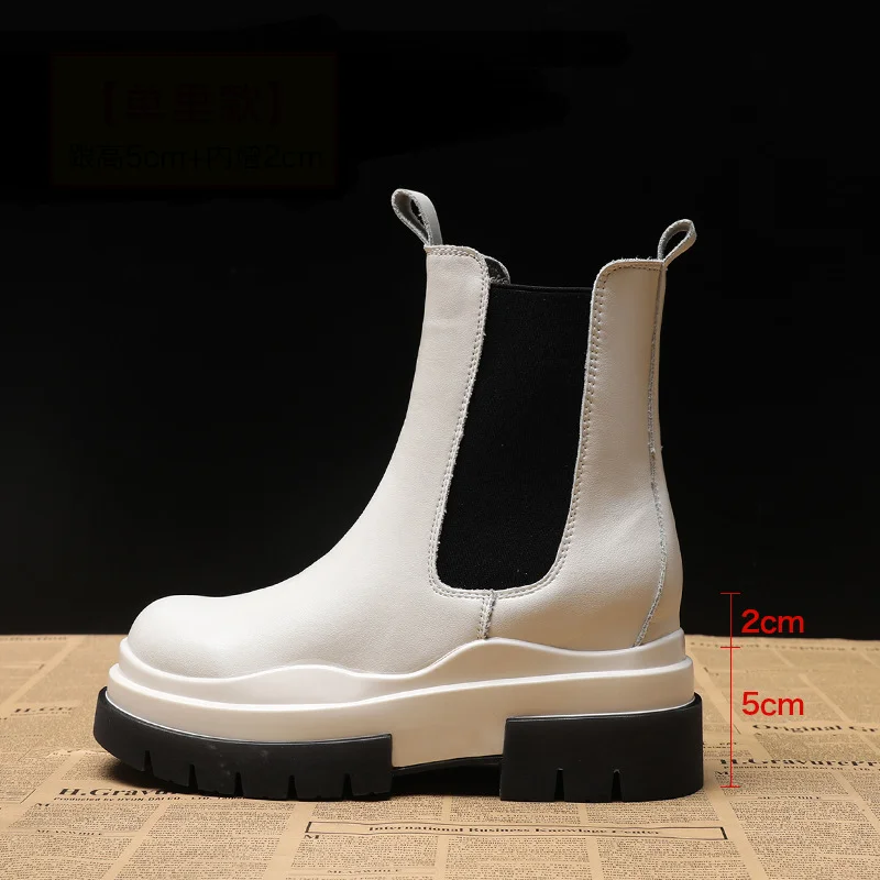 

Women's Short Boots 2021 New Thick Bottom Inner High Chelsea Bootas Spring Autumn Female Booties Fashion Comfortable Ankle Boot