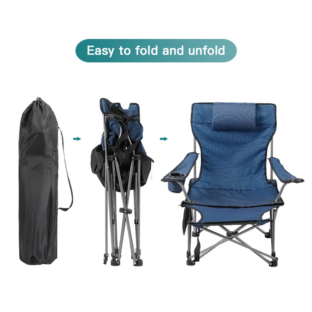 저렴한 2 In 1 접이식 캠핑 의자 캠핑 낚시 비치 피크닉을위한 이동식 발판이있는 휴대용 조절 식 리클 라이닝 라운지 의자