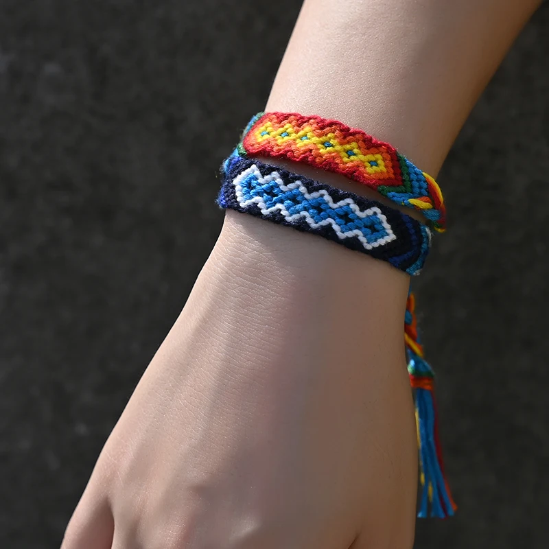 

2Pcs/Set Fashion Friendship Bracelet Handmade Bohemian Weave Braid Macrame Trendy Boho Vintage Couple Bracelet for Women Jewelry