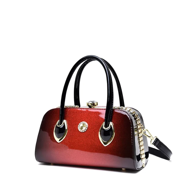 

ICEV new luxury boston pillow handbag high quality patent leather women messenger bag ladies evening clutch clip shoulder bags