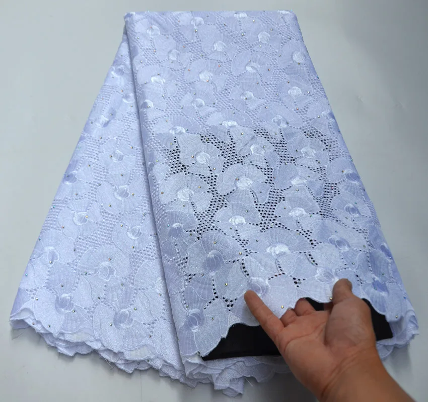 Высококачественная кружевная ткань из 100% хлопка с вышивкой швейцарская вуаль