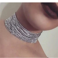 luxury shiny rhinestone necklace crystal maxi statement necklace multi layer wedding necklace fashion jewelry accessories