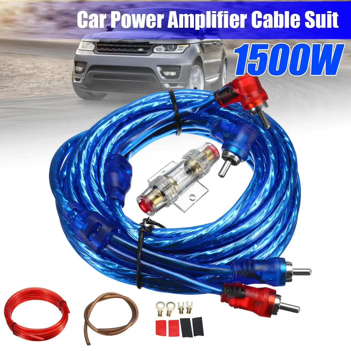 

1500W Car Amplifier Wiring Kit Car Audio Connected Amp RCA Wire Wiring Amplifier Subwoofer Speaker Installation Kit AGU FUSE Set