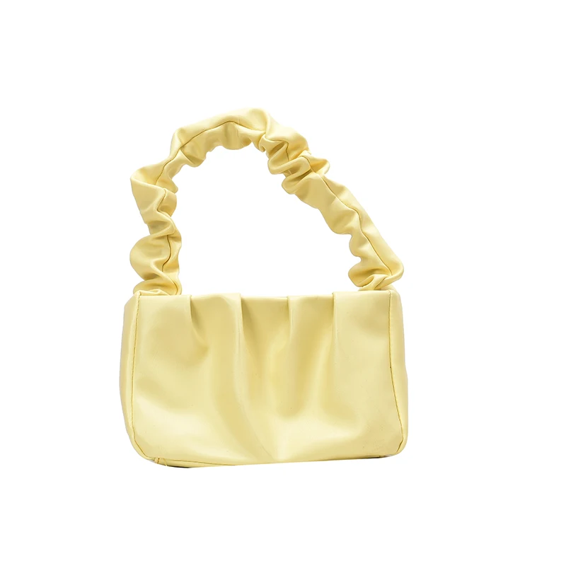 

Elegant Female Solid color Tote bag 2020 Summer New High-quality Leather Women's Designer Handbag Pleated Shoulder Messenger Bag