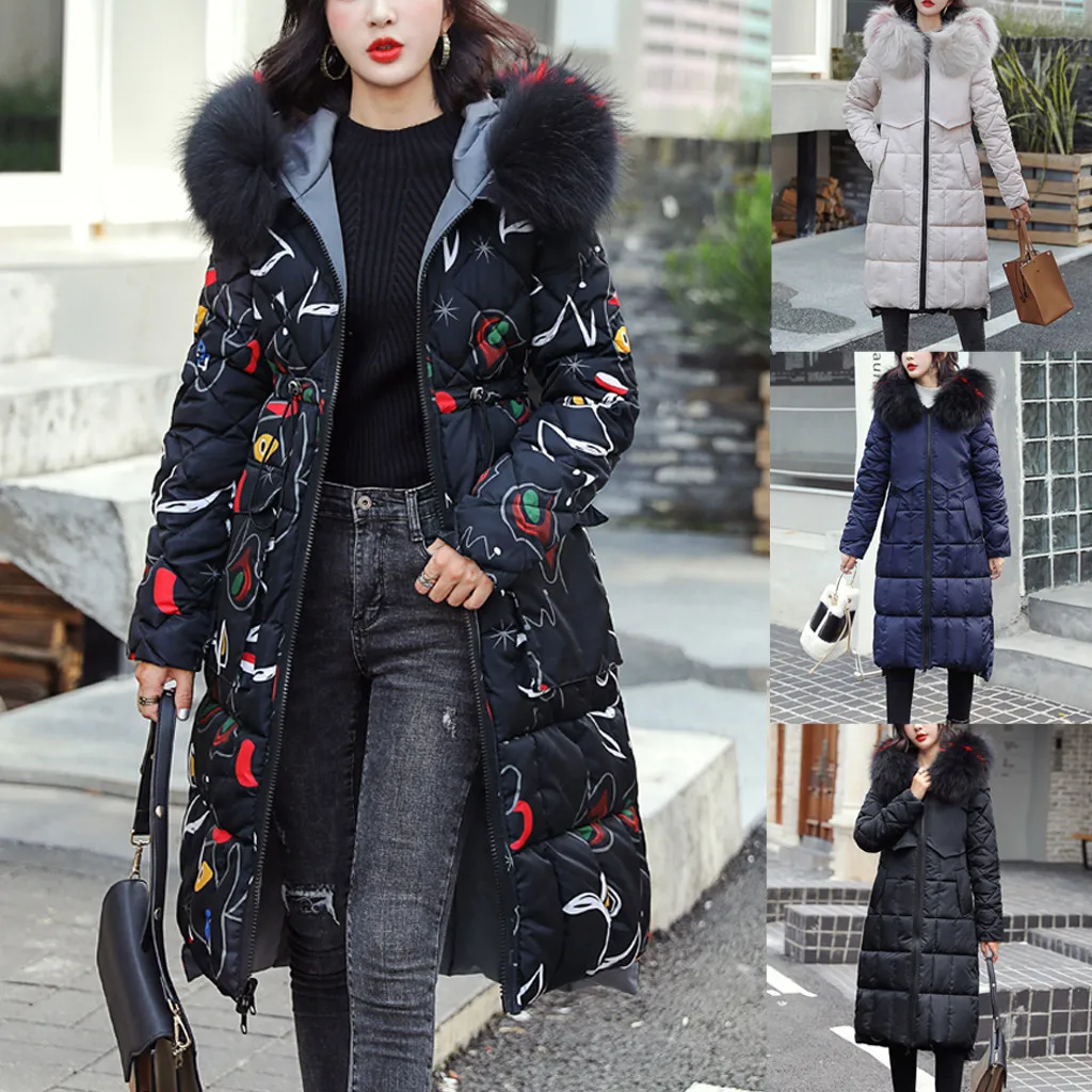 HSU Новые пальто женские зимние свободные длинные хлопковые стеганые куртки