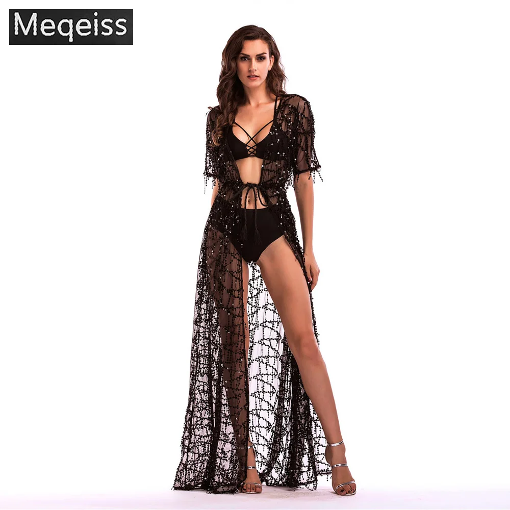 

Meqeiss Summer Luxury Woman Sexy See Through Sequins Dress Long Club Wear 2017 Women Split Bondycon Party Dresses Maxi Vestidos