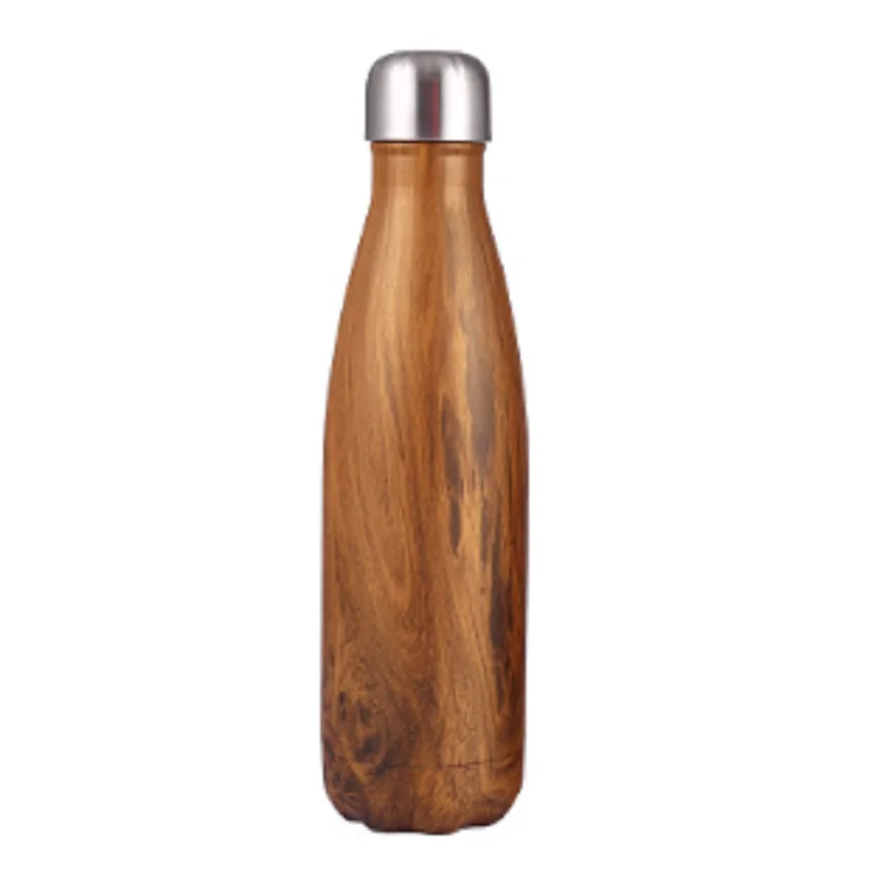 

500ml Stainless Steel S304 Wood Pattern Water Bottles Creative Fashion Thermos Sport Bottle