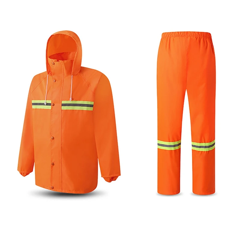 

Raincoat Reflective Rain Pants Suit Hooded Long Sleeve Jacket Pants Kit High Visibility Windproof Waterproof Traffic Car