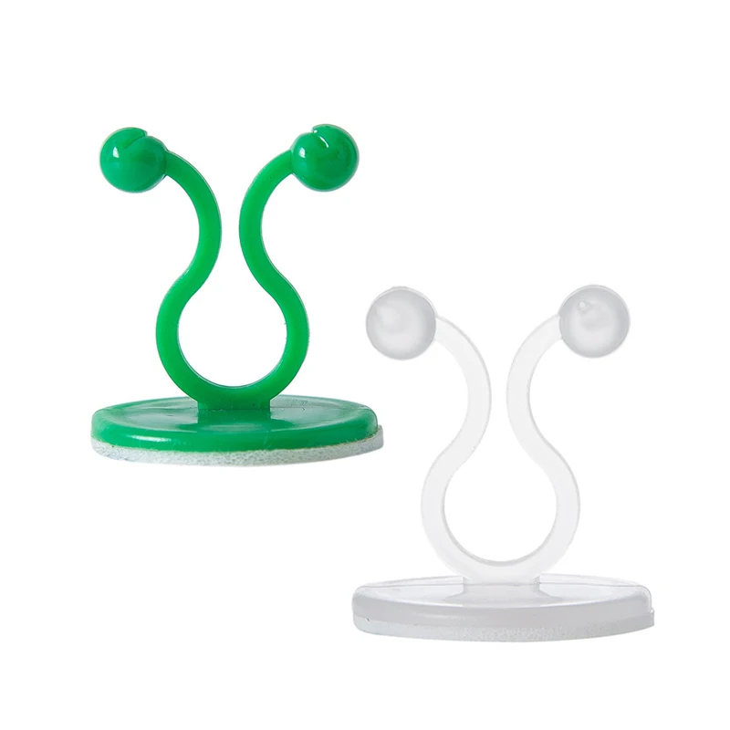 

50pcs Adhesive Plant Climbing Wall Fixture Clip Invisible Vine Support Cable Wire Type Holder Resin Sticky Hook White/Green L/S