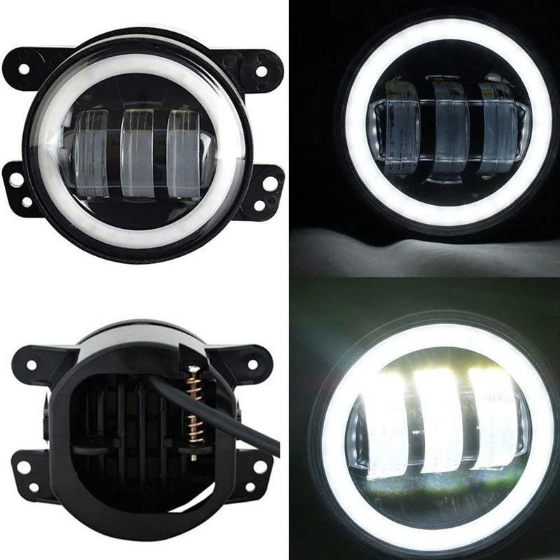For Lada Niva Urban 7inch Led Headlight Light Halo Angle Eyes DRL Headlamp with fog lamp Jeep Wrangler Off Road 4x4 suzuki s | Автомобили