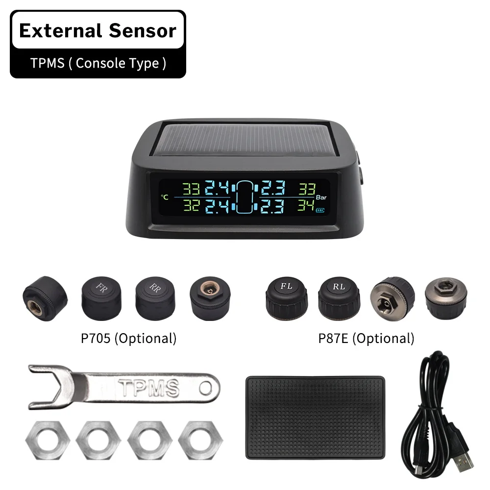 External Sensor Система контроля давления в шинах на солнечных батареях, система контроля давления в шинах, система контроля давления в шинах, интеллектуальное Предупреждение о температуре, экономия топлива с 4 Датчики TPMS - Тип: External Sensor