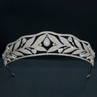 cubic zirconia leaves royal replica tiara for weddingcrystal princess tiaras diadem for girlpromparty head jewelry ch10369