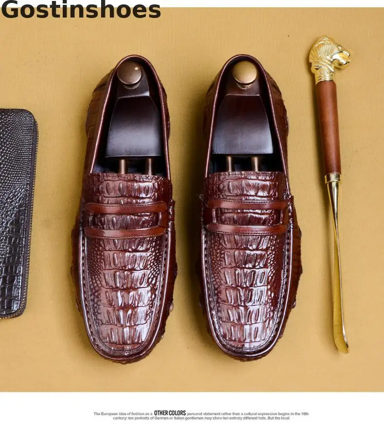 Модные мужские лоферы из натуральной кожи цвет черный коричневый повседневная