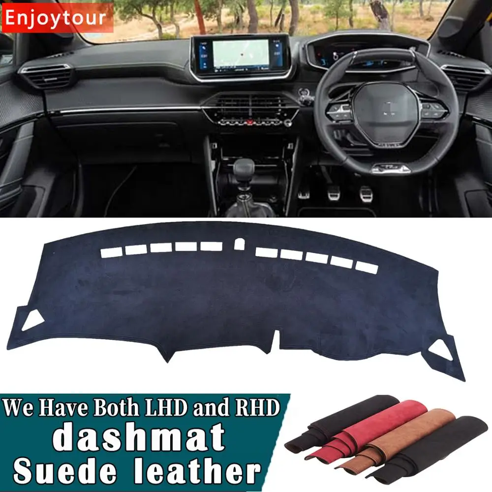 

For Peugeot 208 E208 2008 G2 2019 2020 2021 Suede Leather Dashmat Dashboard Cover Pad Dash Mat Carpet Custom Car-styling
