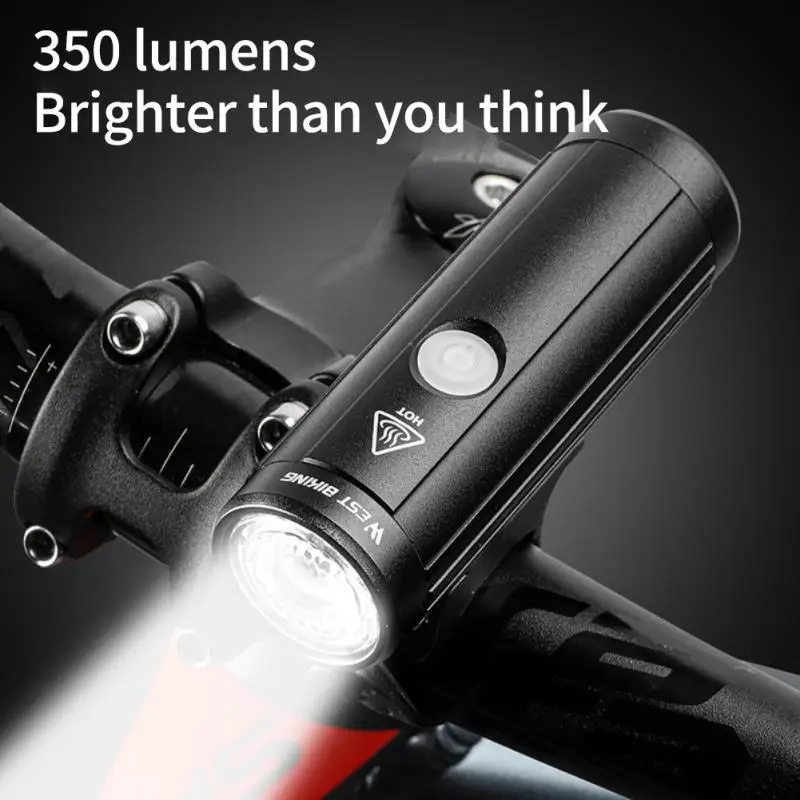 

WEST BIKING Bike Light 2000mAh Bicycle Headlight USB Rechargeable Flashlight 350LM Waterproof MTB Road Cycling Front Lamp