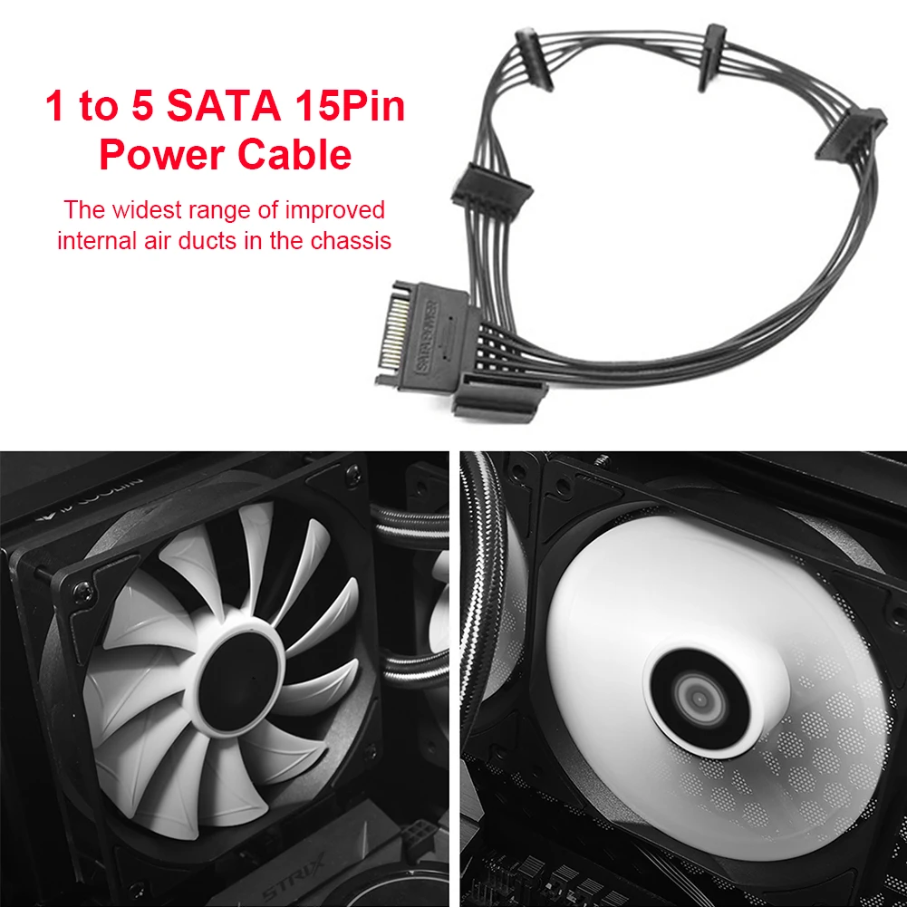 

SATA 15Pin 1 to 5 SATA 15Pin F Hard Drive Power Supply Splitter Cable Cord for DIY PC Sever Power Adapter Connector