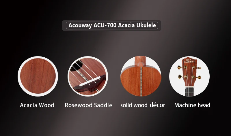 Acouway Гавайские гитары укулеле комплект сопрано концертный тенор КоА Уке 21 23 26 струнная гитара с Gig Bag тюнер ремень для начинающих