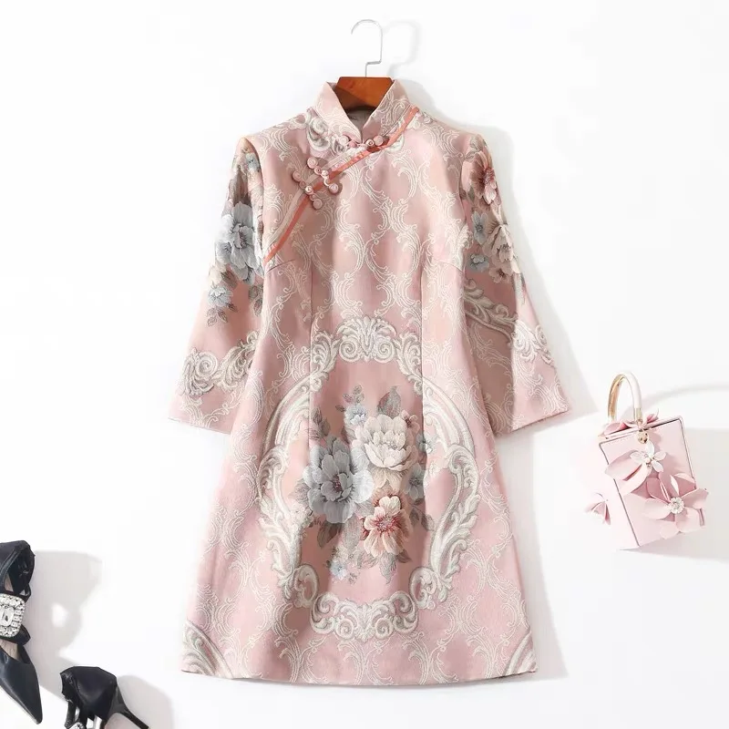 Азиатский китайский стиль Вечерние Розовые винтажные Cheongsam леди девушка платье