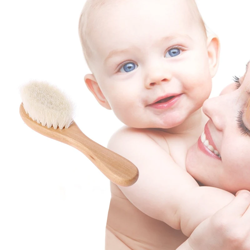 New Products Baby Hair Practical Brush Soft Goat Brow Premium Wooden For Cradle Dap Boys And Girls Child Newborn Shower Gift