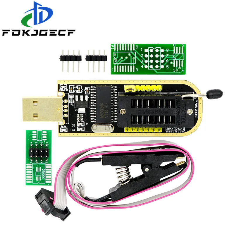 USB программатор CH341A 24 25 серия EEPROM модуль программатора с флэш BIOS + зажим SOIC8 SOP8 для