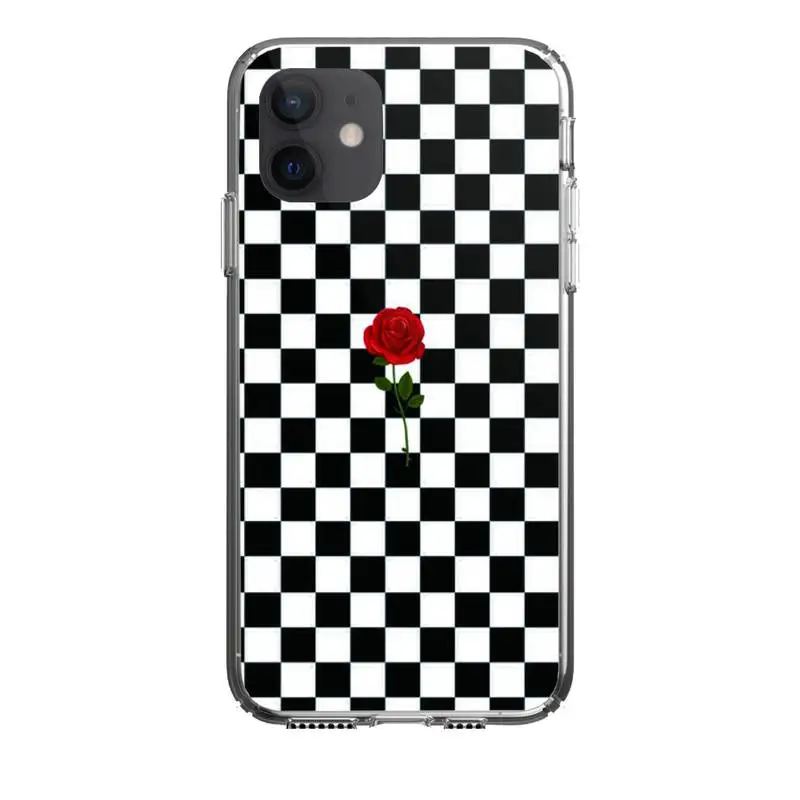

Checkerboard Pattern Phone Case For Iphone 5 6 7 8 11 12 Plus XR X XS SE2020 11/12PRO Max Transparent Cases