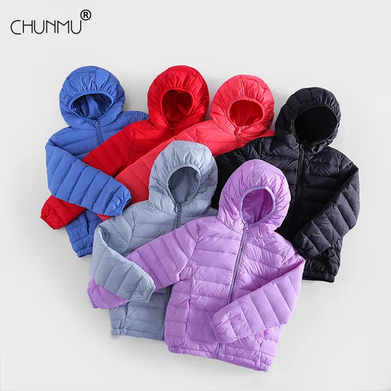 

Girls Solid Color Down Jacket Boys Coat Winter Fashion Christmas Kids Hooded Warm White Duck Down Coat Chilldren Outerwear