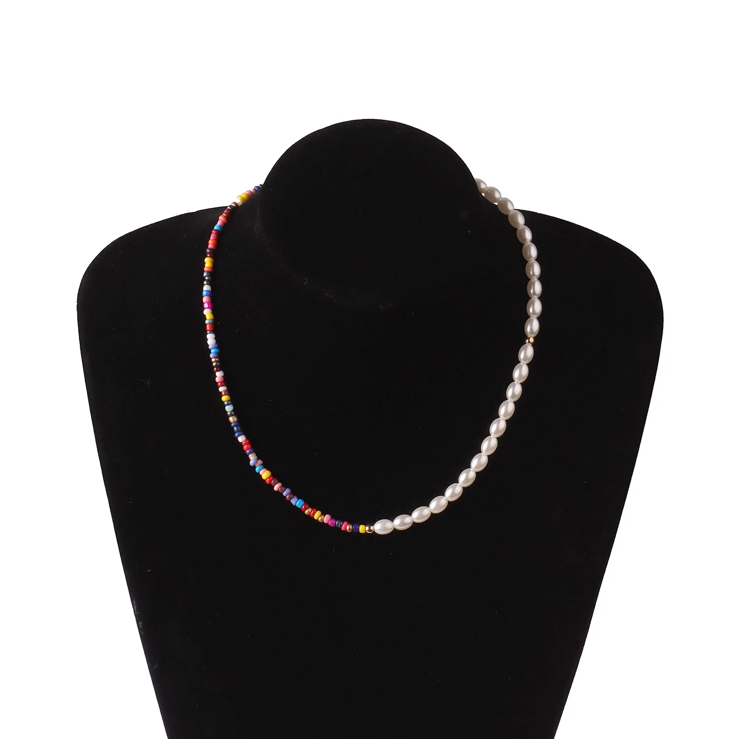 

2021 New Pearl Rice Beads Fish Line Hand-Woven Necklace Fashion Bohemian Women Short Neckchain Summer Fashion Accessories