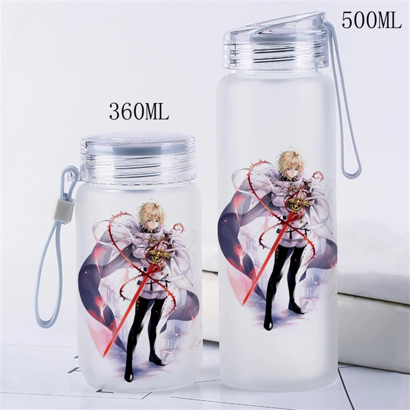 Переносная стеклянная бутылка для воды с мультяшным принтом аниме Seraph of the end 360