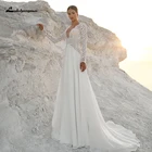 Lakshmigown Свадебные платья с длинным рукавом в стиле бохо 2021, богемное кружевное шифоновое свадебное платье с V-образным вырезом, Пляжное свадебное платье, robe de mariee