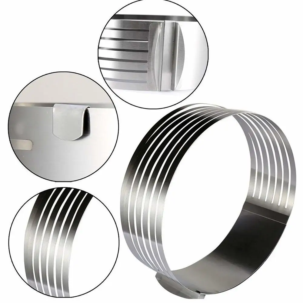 

9-12inch Ring Stainless Steel Mould Slicing Cake Setting Ring DIY Bakeware Cake Tools Adjustable Layer Cake Slicer Kit Mousse