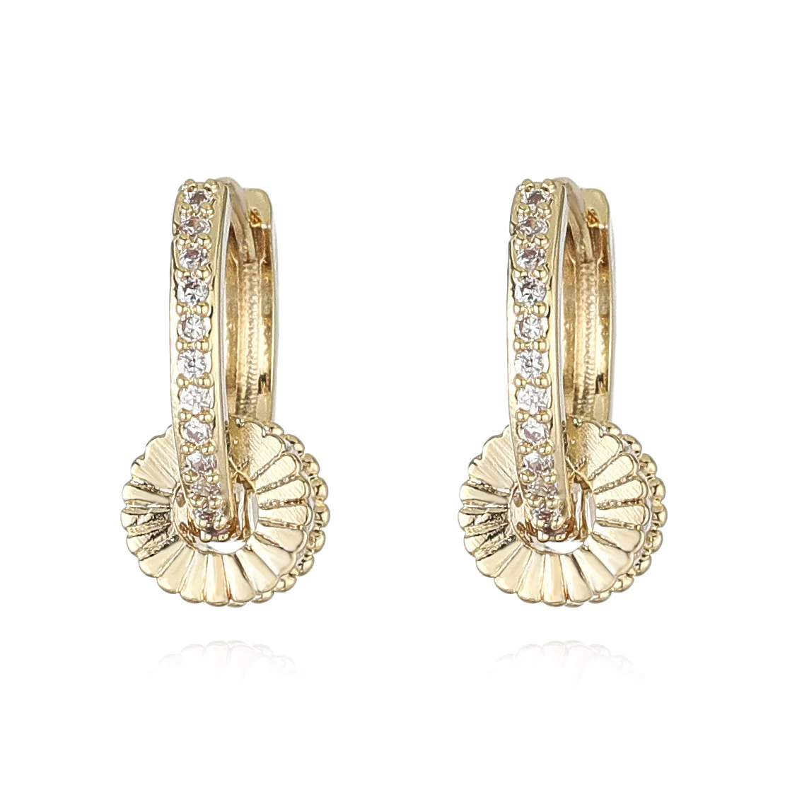 

14K Gold Plated Elegant Crystal Geometric Stud Earrings for Women AAA Cubic Zircon Delicate Jewelry Earrings