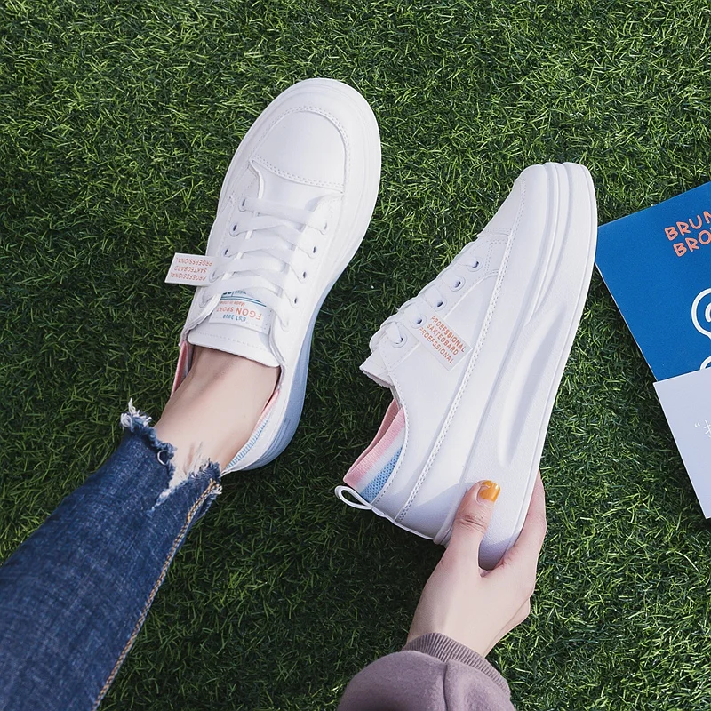 

Shoes Woman 2021 Casual Female Sneakers All-Match Shallow Mouth Modis Slip-on Round Toe Clogs Platform New Cute Slip On Small Su