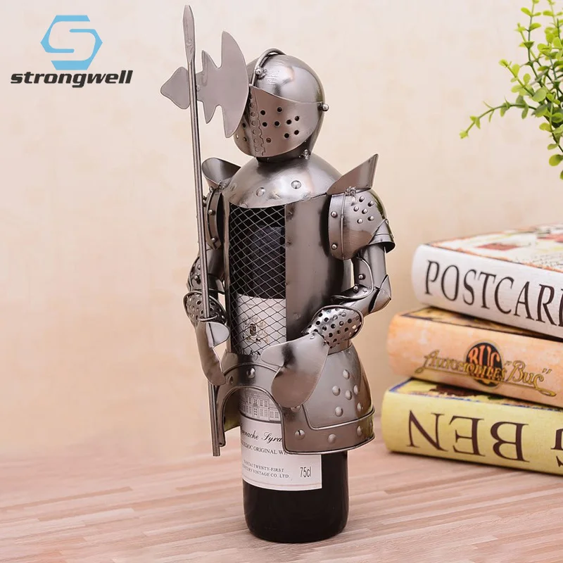 

Strongwell European Medieval Knight Armor Warrior Wine Rack Hotel Kitchen Home Decoration Desktop Decor Birthday Business Gift