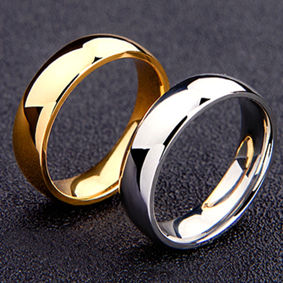 Мужское кольцо модное желтое золотое винтажное из нержавеющей стали обручальные