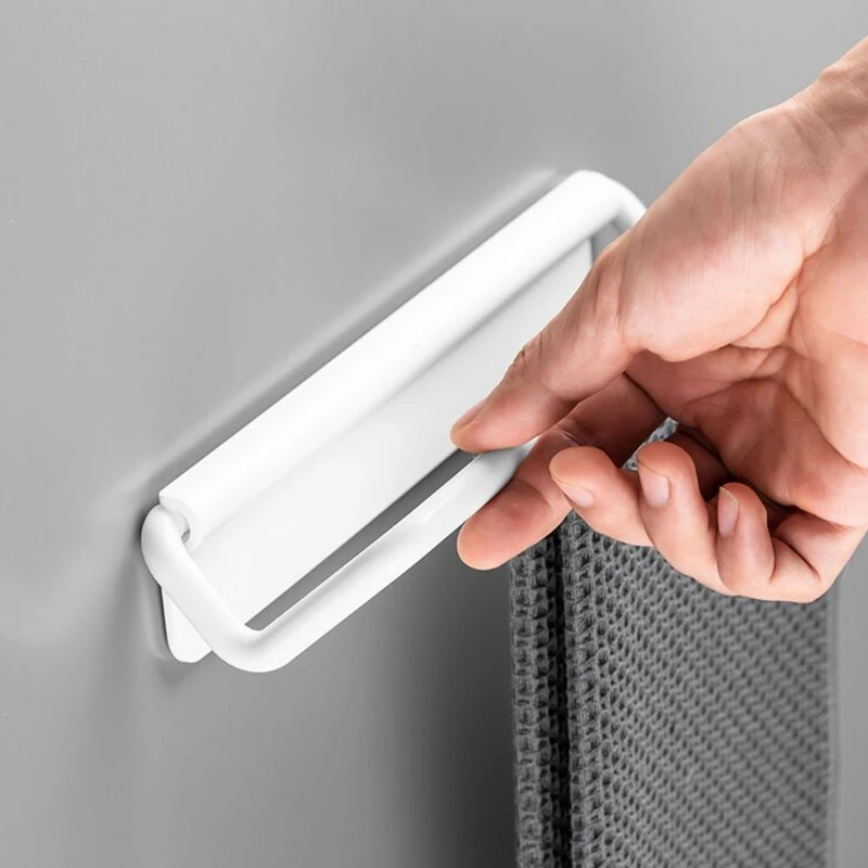 

Bathroom Wall-mounted Punch-free Towel Holder Home Bath Towel Storage Shelf