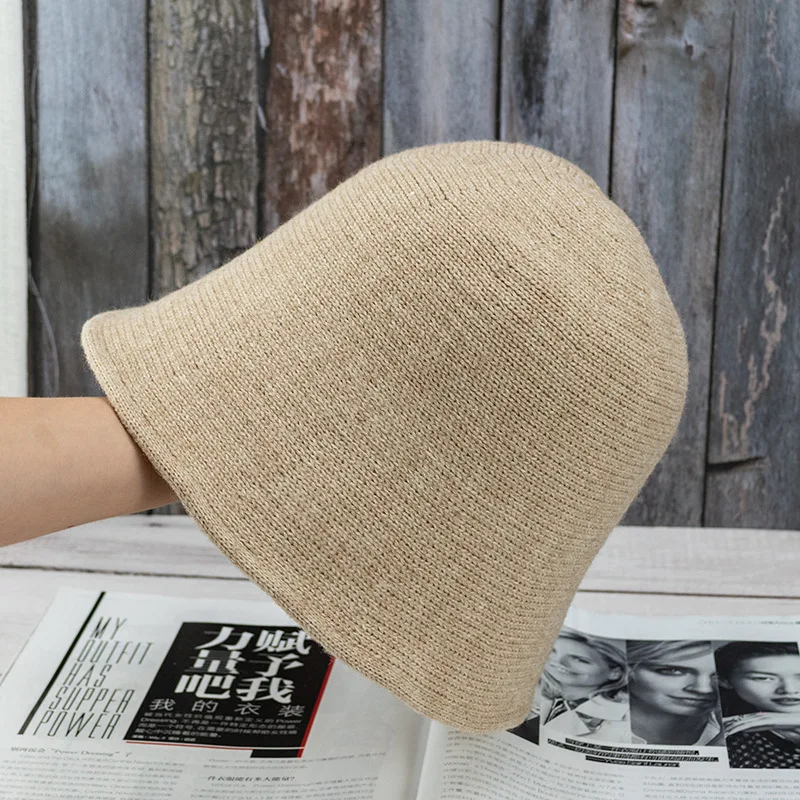 

Hot selling Women Hat Wool Knit Bucket Hat for Women Spring Panama Fall Winter Fashion 2022 New All-Match