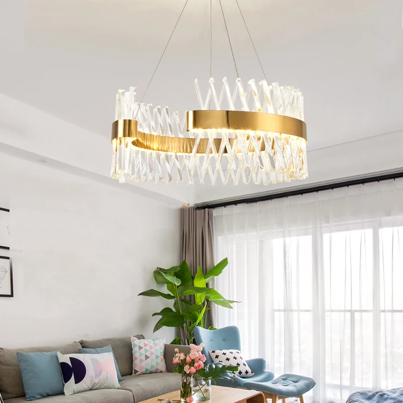 

Post-modern light luxury chandelier atmospheric lighting creative luxury villa living room crystal model room dining room lamp