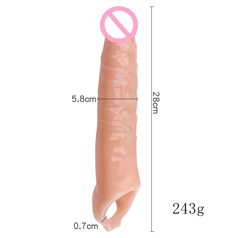 

Silicone Big Penis Extender Sleeve Reusable Dick Ring Condom Delay Ejaculation Male Enlargers Intimate Adult Cock Sex Toys