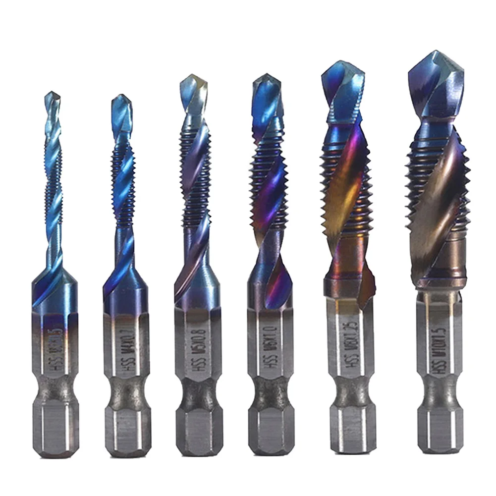 

6pcs Durable Drill Tap Bits Set High Speed Steel Metric Thread Hex Shank Home